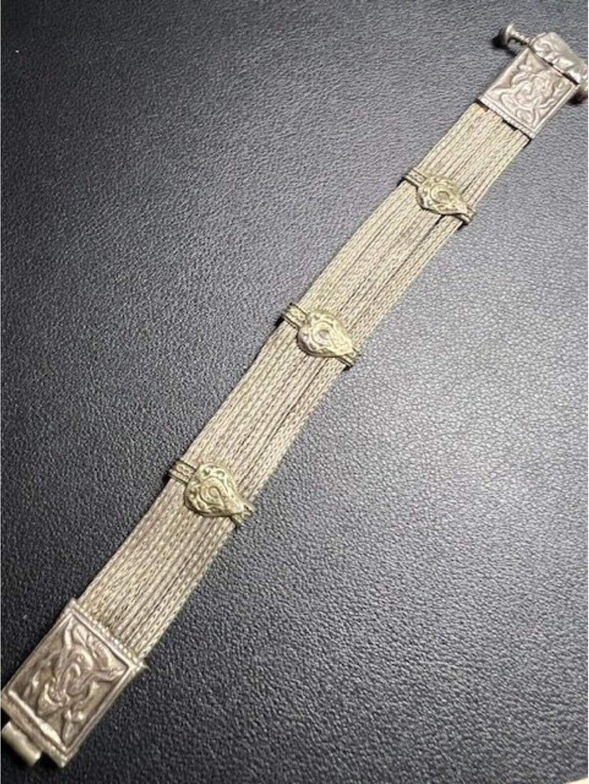 B4517 Sterling Silver *Unmarked Mesh Bracelet Ganesha Elephant 8" 42.6g
